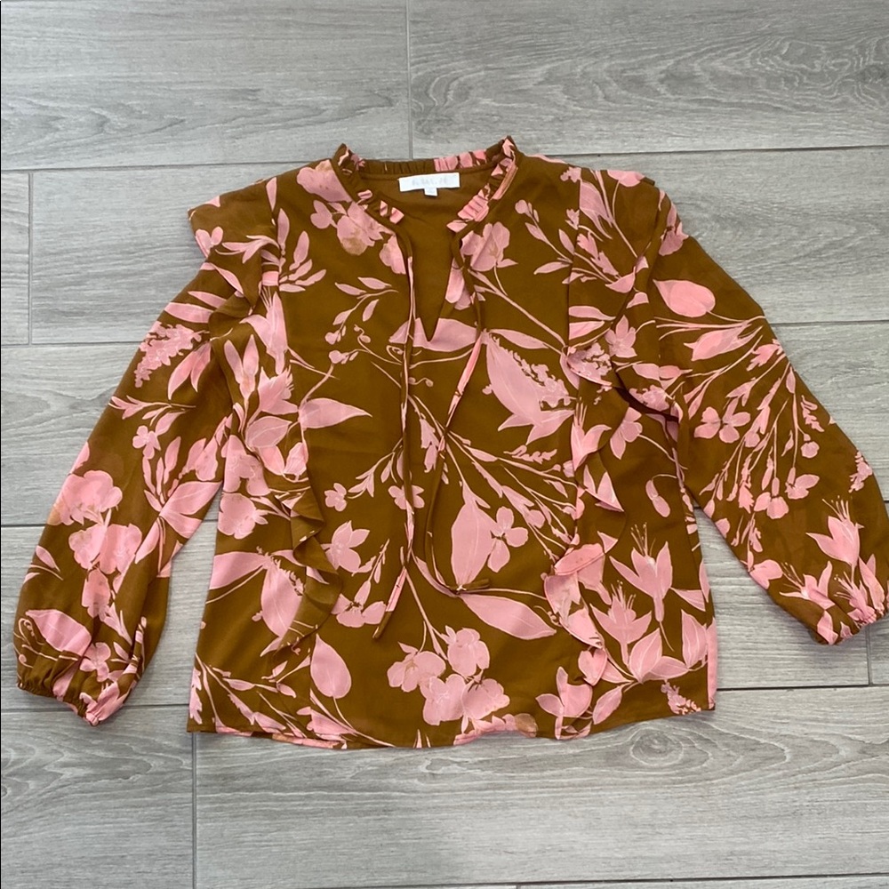 Floral Brown and Pink Blouse